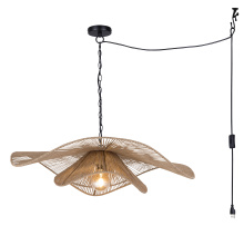 Canarm IPL2273B01NA32 - Malana Indoor/Outdoor Plug-In Chain Pendant Jute and Iron Shade
