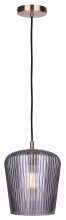 Canarm IPL1249A01GD-SR - Leandro 1-Light Corded Pendant Gold Finish with Ribbed Smoked Glass