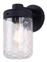 Canarm IOL637BK - JUNO 1 Light Outdoor Wall Lantern, Black Finish and Clear Textured Glass Shade for Entryway and Pati