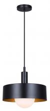 Canarm IPL1150A01BK - DAYLON 60-Watt 1 Light Matte Black Pendant with Frosted Glass Shade for Living Areas, Kitchens and D
