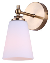 Canarm IVL2249B01GD - Solara 1-Light Vanity Fixture Gold Finish with Flat Opal Glass Shade Easy Connect Included