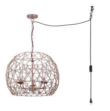 Canarm IPL2269B03BR20 - Hora-Marron Plug-In 3-Light Indoor/Outdoor Pendant Tan + Rope