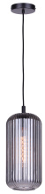 Canarm IPL1250A01BK-SR - Malek 1-Light Corded Pendant Matte Black with Ribbed Smoked Glass