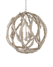 Currey 9000-1133 - Driftwood Whitewash Orb Chandelier