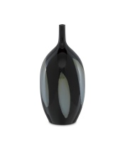 Currey 1200-0409 - Let Us Twist the Glass Tall Black Vase